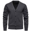 Men Slim Fit Fleece Knit Long Sleeve Cardigan Solid Color Casual