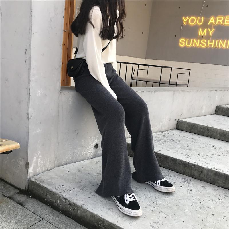 Women's High-Waist Knitted Wide-Leg Pants - Autumn 2019 Edition