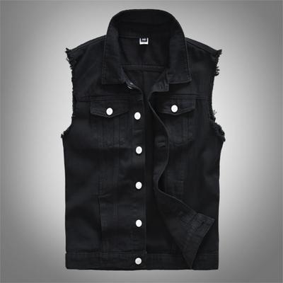 Trendy Men's Spring, Summer and Autumn Denim Vest Black Cool Men's Casual Vest Youth Waistcoat Vest