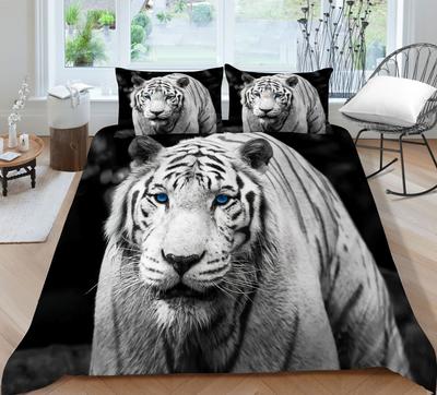Tiger 3D Digital Printing Quilt Cover Pillowcase Two Or Three-Piece Set Polyester Animal Series