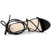 Allegra K Damen Schwarze Spitzschuh-Stiletto-Sandalen mit Schnürabsätzen und Riemchen, Größe 27.0cm