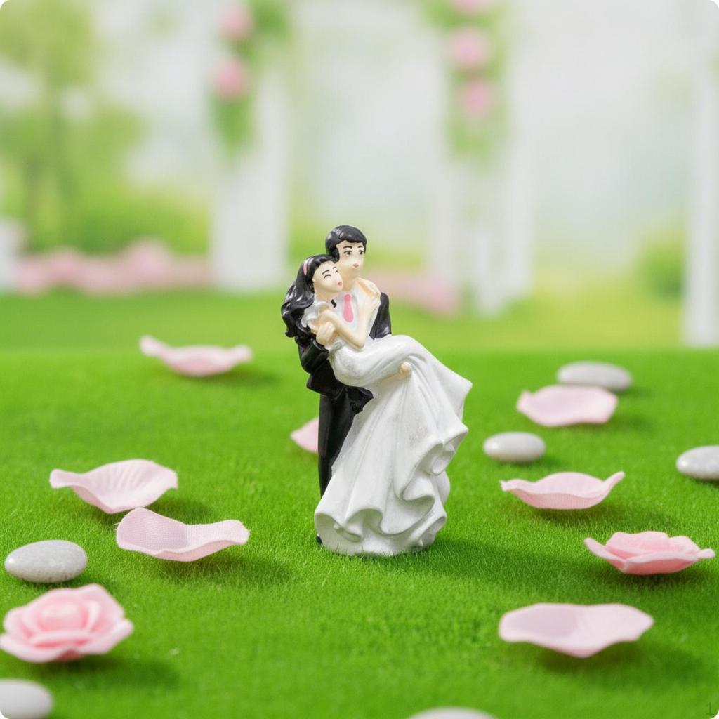 Bride and Groom Figurine Romantic Miniature Couple Figure Mini with for