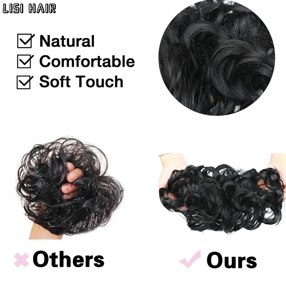 MERISIHAIR Synthetisch, 2 Stile, klassisch, zerzaust, Hochsteckfrisur, elastisch, unordentlicher Dutt, Haargummis, gefälschter Haarknoten, Donut, Pferdeschwanz, Haarknoten, Zubehör für Frauen, den täglichen Gebrauch