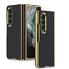Für Samsaung Galaxy Z Fold 4 Luxus-Beschichtungsoberfläche Schlichtes Lederetui Soft-Touch Rundumschutz Handyhülle