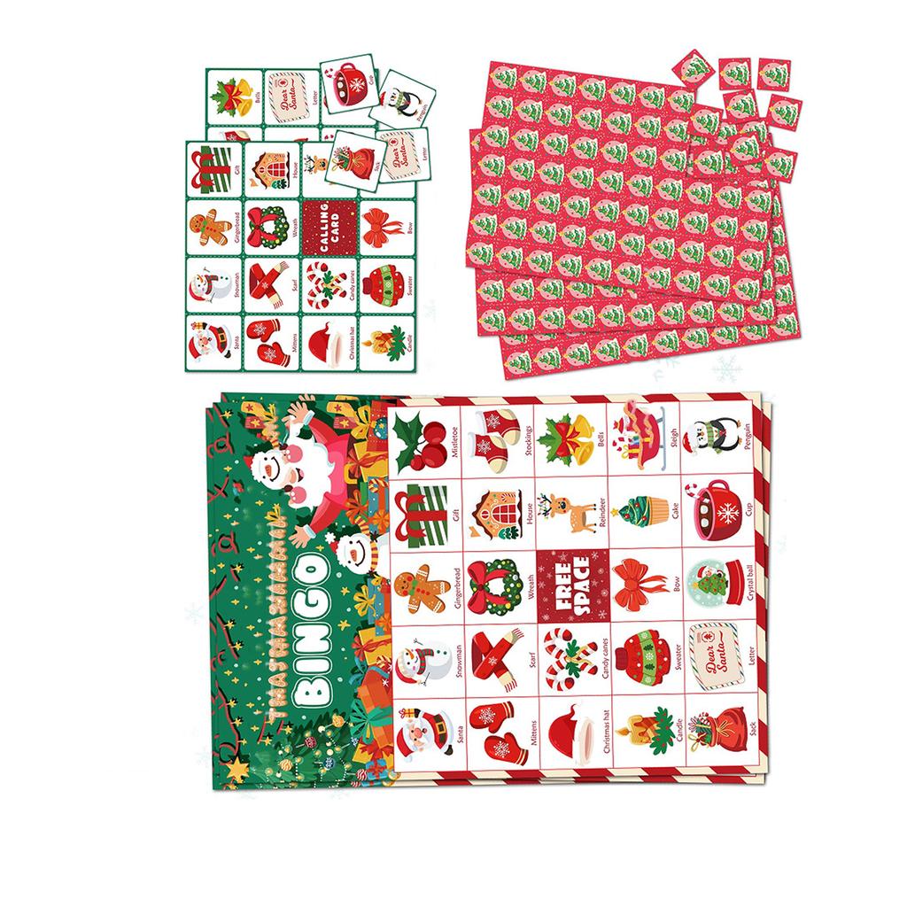 34 Christmas Themed Bingo Cards For 24 People Group Games Party Supplies Family Gathering Interactive Paper Game