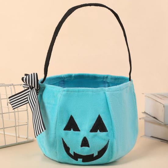 Durable Candy Storage Bag Halloween Pumpkin for Kids, Trick or Treat Tote Eye-catching with Handle, Reusable Snack Bucket Party Favors