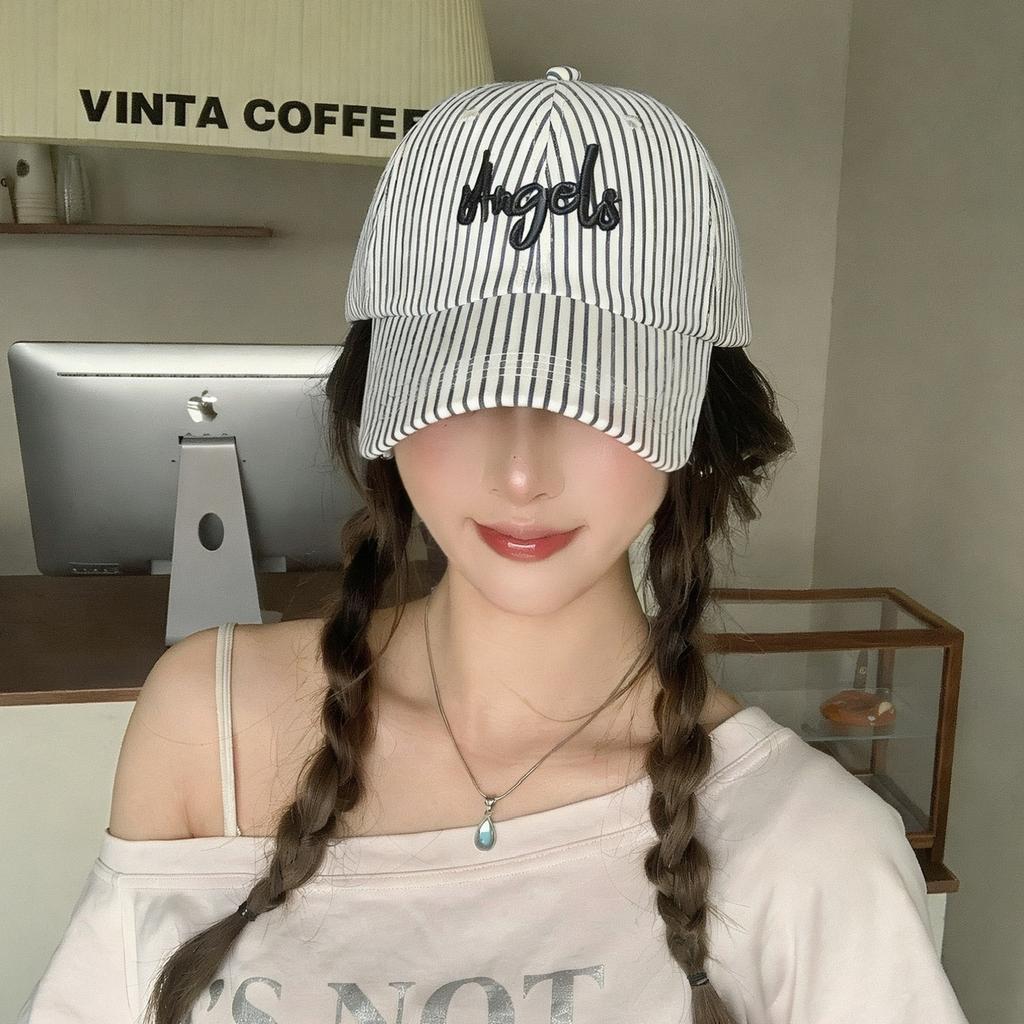 Striped Letter Embroidery Lady Cap Children Spring And Summer Small Fresh Sunshade Baseball Cap High Quality