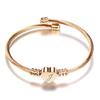 Stylish Women's Bracelet: Stainless Steel Peach Heart with Braided Cable and European-American 26 Letters Design