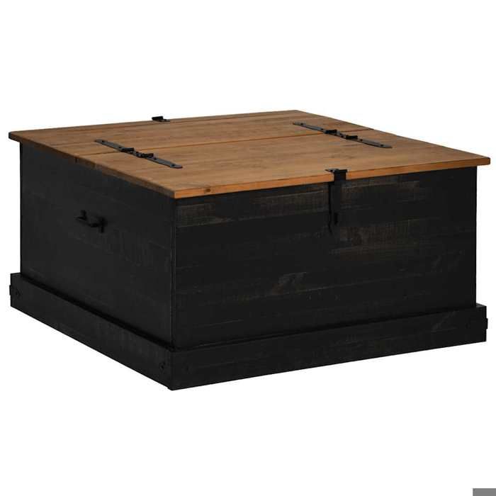VidaXL Coffre de rangement HALDEN noir 91x91x47 cm bois massif pin, stockage de coffre, coffre de rangement en bois, coffre 4018408