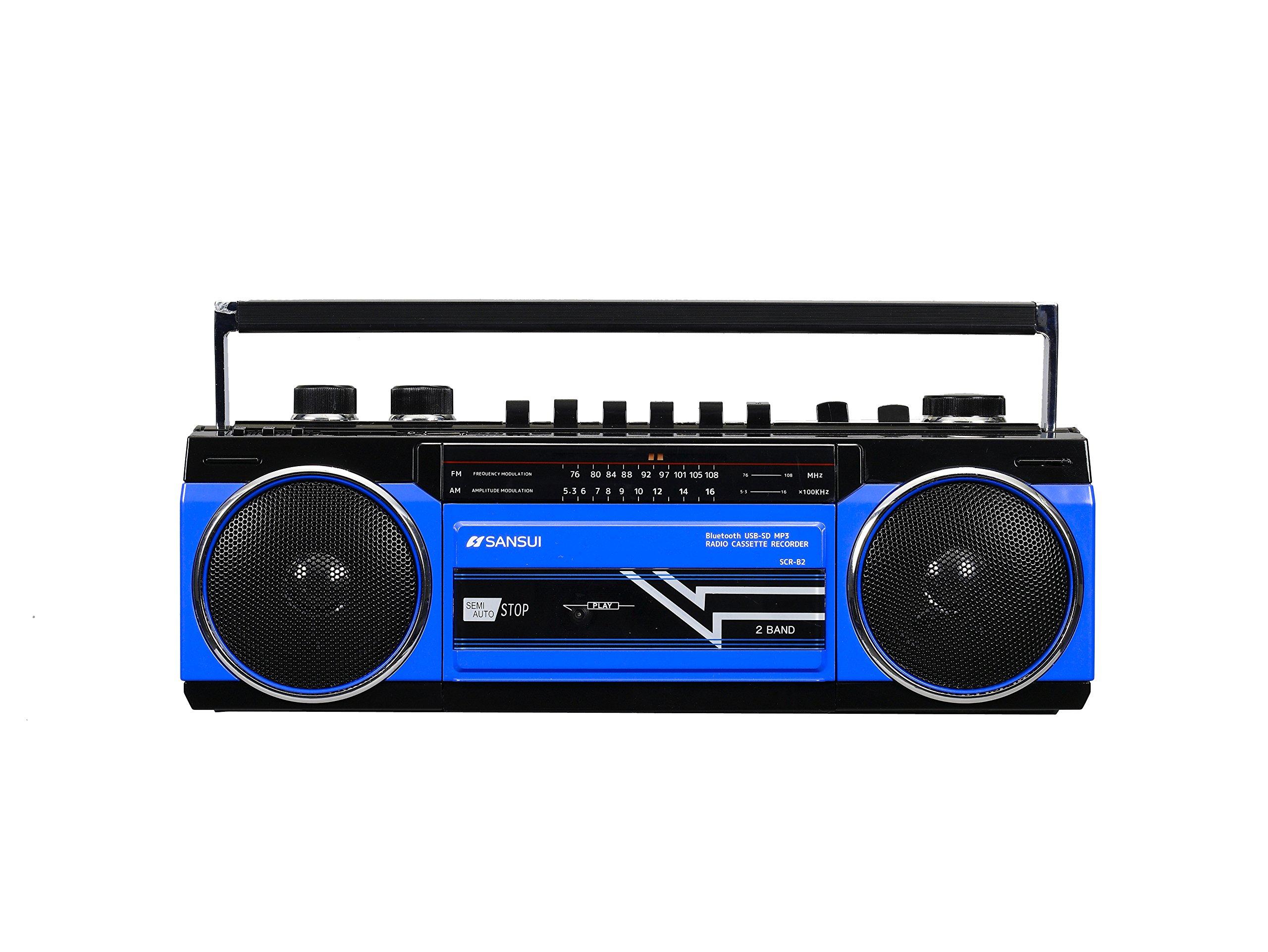 

SANSUI Bluetooth equipped radio cassette player card MP3 playback [USB/SD compatible] SCR-B2 [BL] синій