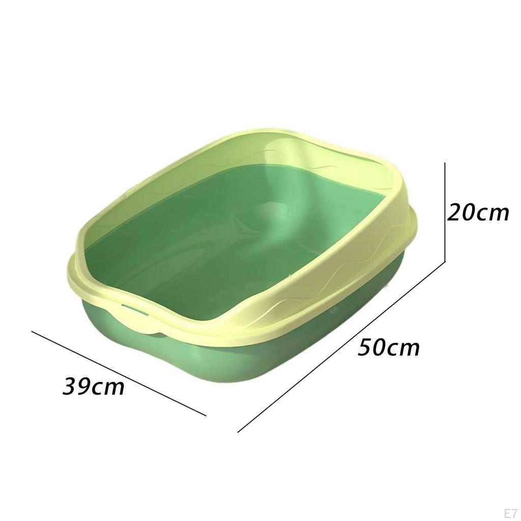 Cat , Litter Container High Rim Semi Closed Sand Box Kitty Pan Sturdy for