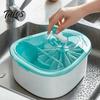 Fruit Vegetable Washer Cleaner Spinner, Manual Rotating Vortex Cleaning Tool, Large Produce Rinse Kitchen Gadget for Fruits Bowl with Scrubber,