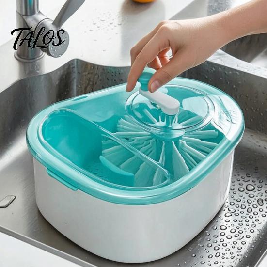 Fruit Vegetable Washer Cleaner Spinner, Manual Rotating Vortex Cleaning Tool, Large Produce Rinse Kitchen Gadget for Fruits Bowl with Scrubber,