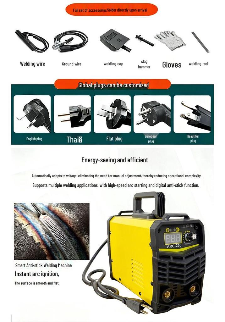 Dual Voltage 110V/220V Portable ARC DC Welder - Energy Saving Inverter for Manual Welding