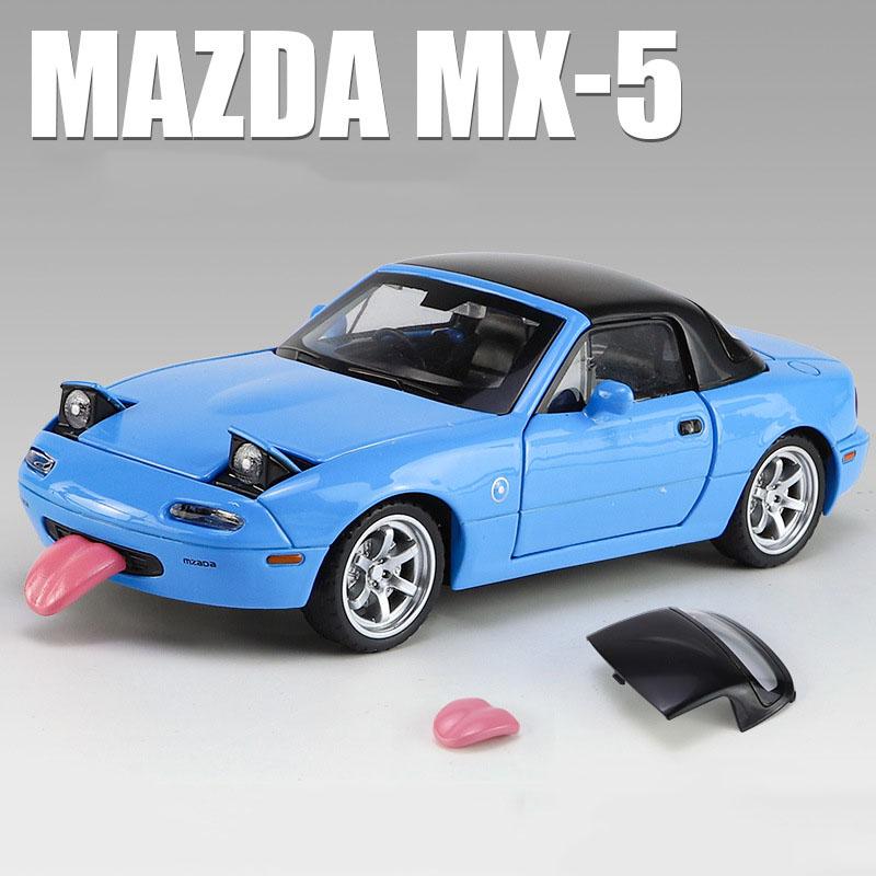 

1/32 Scale MX5 Alloy Model High Simulation with Tongue Sport Car Wheels Can Be Turned Diecast Vehicle Toy for Adult Gifts синий