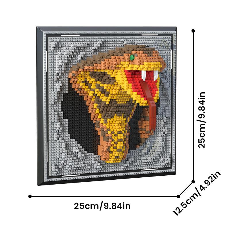 3D Wandkunst Bausteine Set Spielzeug Mikro Schlangen Porträt Wandbild Ziegel Set mit Display Rahmen für Heimdeko Geschenk