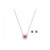 Sparkling Dance Round Set Crystal Pierced Earrings Necklace Women Jewelry Rose-Gold Red 5480494