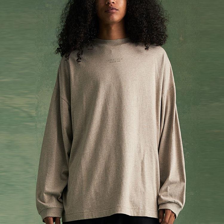 Fear of God Essentials Long-Sleeve Tee Core Heather Men Tops Brown 125BT232014F