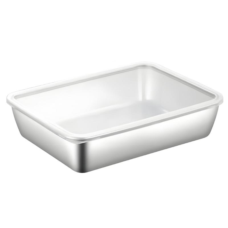 Reusable Stainless Steel Food Tray Smooth Rectangular Kitchen Container for Prep Storage Serving and Dining Use