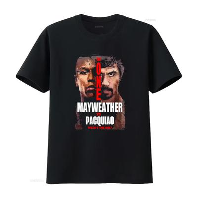 Mayweather VS Pacquiao Boxing Match T Shirt Who's The One XXL Vintage Washed Breathable Stretched Designer Clothes Slightly -...