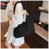 {MX} Cute Soft Polyster Pleated Cloud Bag Large Capacity Shoulder Bag Shopping Handbags Fashion Girls Tote Pouch