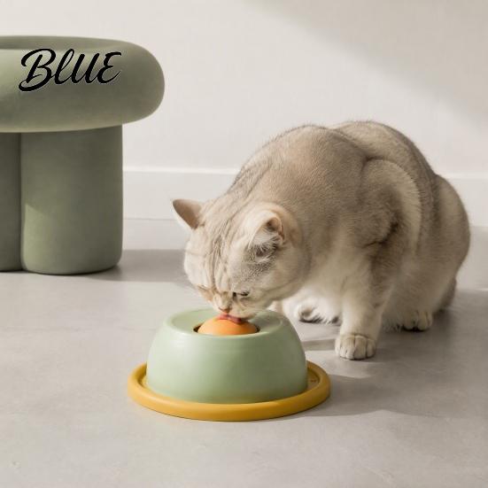 Antislip Voerbak voor Huisdieren bij Angst Langzame Likkom Interactieve Kom met Draaiende Bal Kat Natvoer Slip Hond Orbitaal Ontwerp Yoghurt Bottenbouillon
