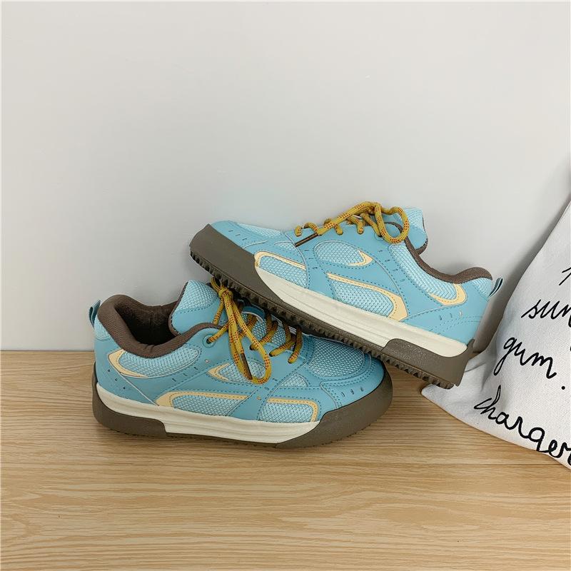 Fashion Women's Casual Flat Shoes 2025 Spring Summer Mesh Breathable Non Slip Sneakers Fashion Lace Up Comfortable Vulcanized Shoes