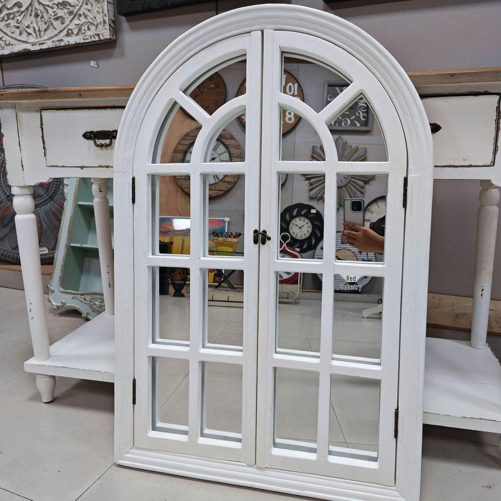 French-Style Solid Wood Shutter Mirror for Electrical Box Covering and Corridor Decor