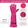 1 Pair Long Leather-Like Gardening Gloves with Extended Cowhide Sleeves Heavy-Duty Thorn-Resistant Rose Pruning Gloves Outdoor