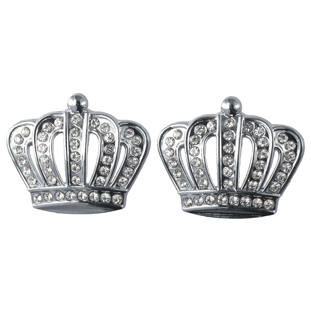 2pcs Crystal Crown Car Sticker,Sliver Metal Crown Emblem Badge Sticker Car Accessories Car Side