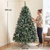 Artificial Christmas Tree 180cm with 910 Branches with Snow, 58 Pine Cones and Foldable Metal Stand, Easy Assembly, Green