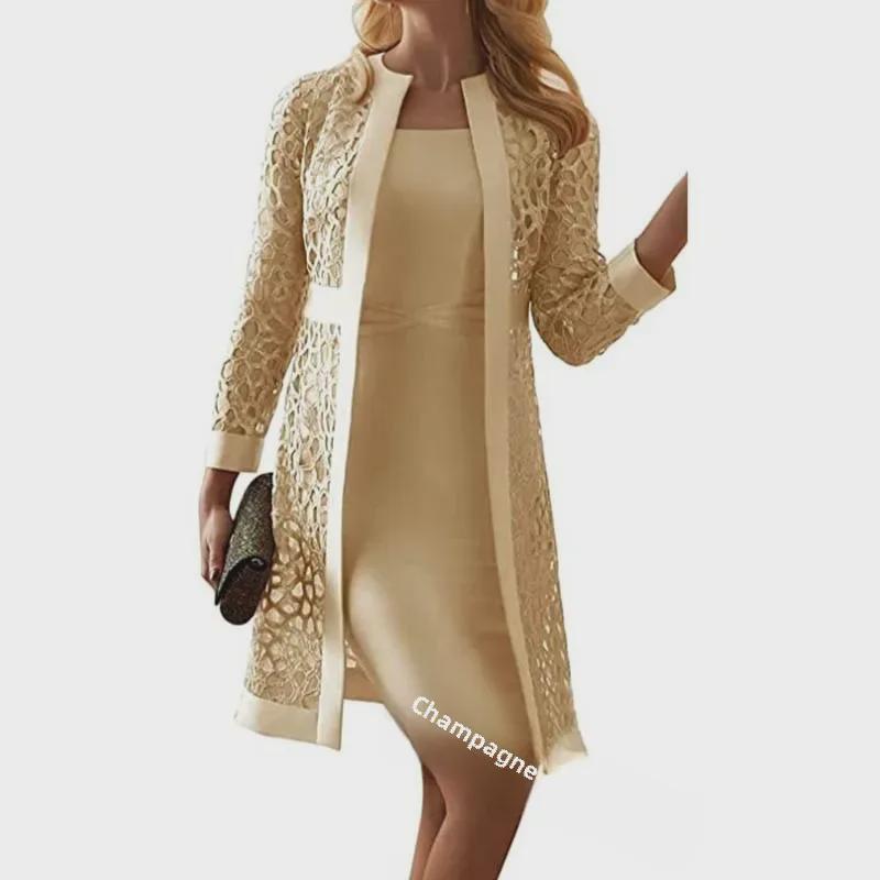Women's Lace Cardigan Dress with Two Coats