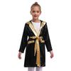 Kids Boys Boxing Robe Boxer Cosplay Costume Long Sleeve Metallic Trim Satin Hooded Cloak Kickboxing Gown for Halloween Party