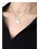 18K Gold Plated Lucky Round Pendant Double Layer Clavicle Necklace - European and American Style