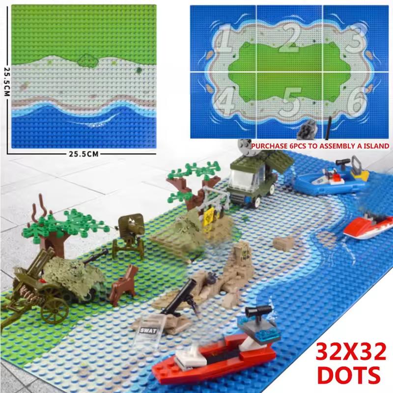 Non-Toxic 32*32*16*16 Dots Base Plate Building Block Diy City Traffic Road Figures Construction Toys Bricks Baseplates For Kids Toys