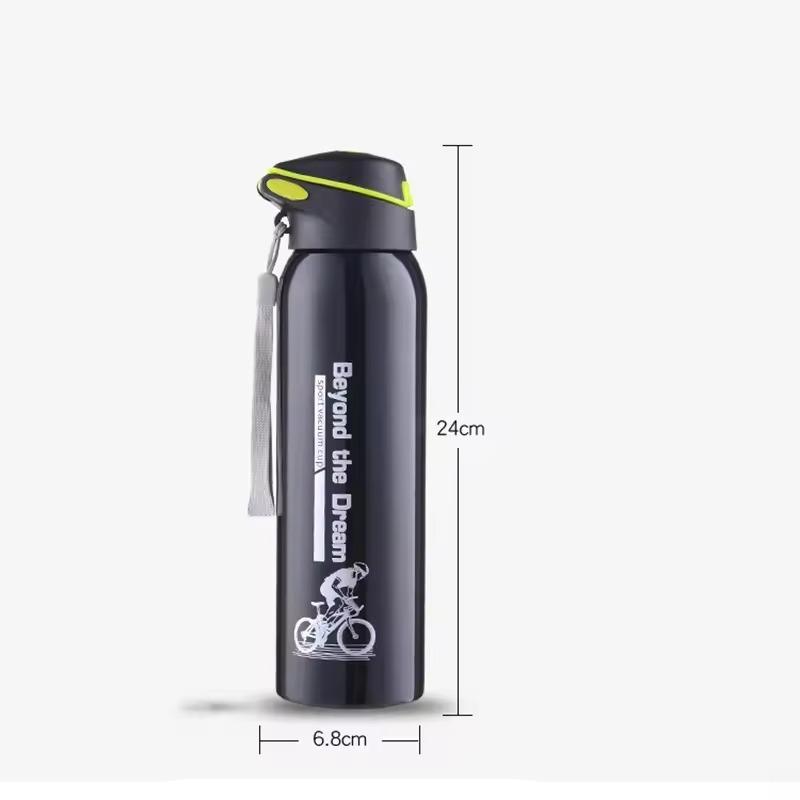 500ML Borraccia per Bicicletta Acciaio Inossidabile Sottovuoto Borraccia da Ciclismo a Parete Doppia Tazza Termica Semplice Isolante con Cannuccia