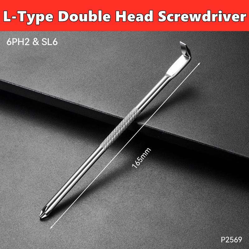 L-Shaped Double Head Screwdriver High Torque Mini Right-Angle Elbow Bend Phillips/Slotted With Magnetic Short Screwdriver Type C