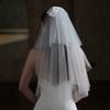 WTEMPO White Bridal Veil Registration Photo Props Wedding Bow Headwear Engagement Proposal Confession Fluffy Veil