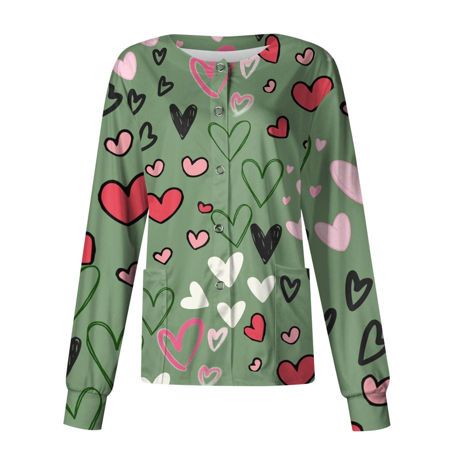 

Женский повседневный однобортный однобортный костюм с длинными рукавами и принтом на День святого Валентина, топ-кардиган L