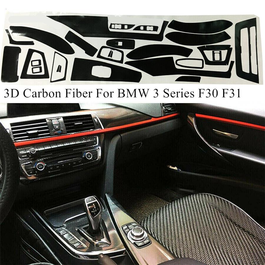 DIY For BMW 3 Series F30 F31 Interior Trim Decal Kit Stickers Carbon Fiber Style
