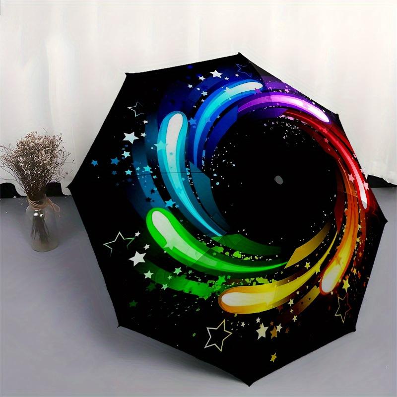 1pc Colorful Swirl with Stars Vector Illustration Umbrella with Plastic Handle,Suitable for All Seasons Home Travel Outdoor UmbrellaB1900