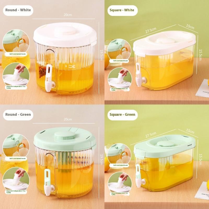 Portable Refrigerator Plastic Drink Dispenser With Tap Leak Proof Iced Beverage Container for Cocktails Juice Storage