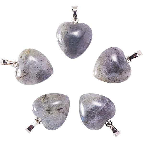 LiQunSweet 10 Pcs Genuine Amethyst Semi-Precious Gemstone Quartz Stone Heart Shape Pendants Bulk for Women Jewelry Necklace Making Findings
