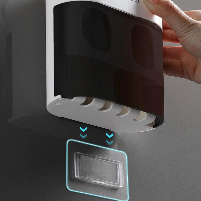 Nástěnný automatický odšťavňovač zubní pasty, dávkovač zubní pasty, magnetický držák na zubní kartáček, stojan na zubní pastu, koupelnové doplňky