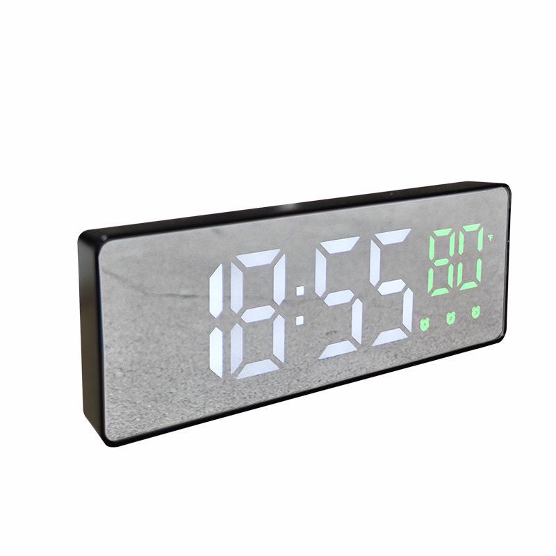 Silent LED Mirror Clock with Three Alarms - Ideal for Students & Kids' Bedside Desk
