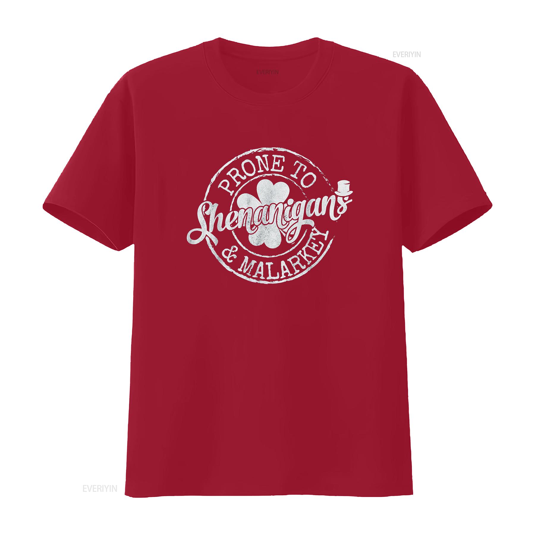 Prone To Shenanigans And Malarkey Funny St Patricks Day Boys T Shirt vintage Washed fashion Stylish Soft Unisex Comfortable S