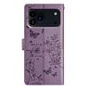 For iPhone 17 Pro Max Wallet Phone Case Butterfly Floral Imprint Leather Flip Cover with Strap