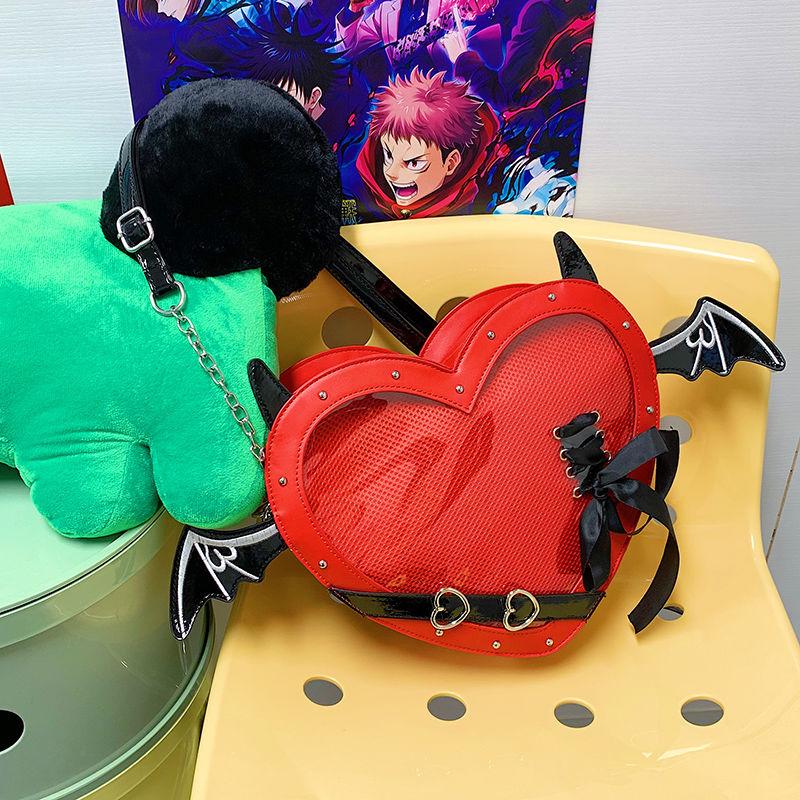 Ulzzang Ita-Tasche für Mädchen Liebesherz-Design Dämonen-Itabag Damen Neu Transparente Umhängetaschen Mädchen JK-Uniform Umhängetasche