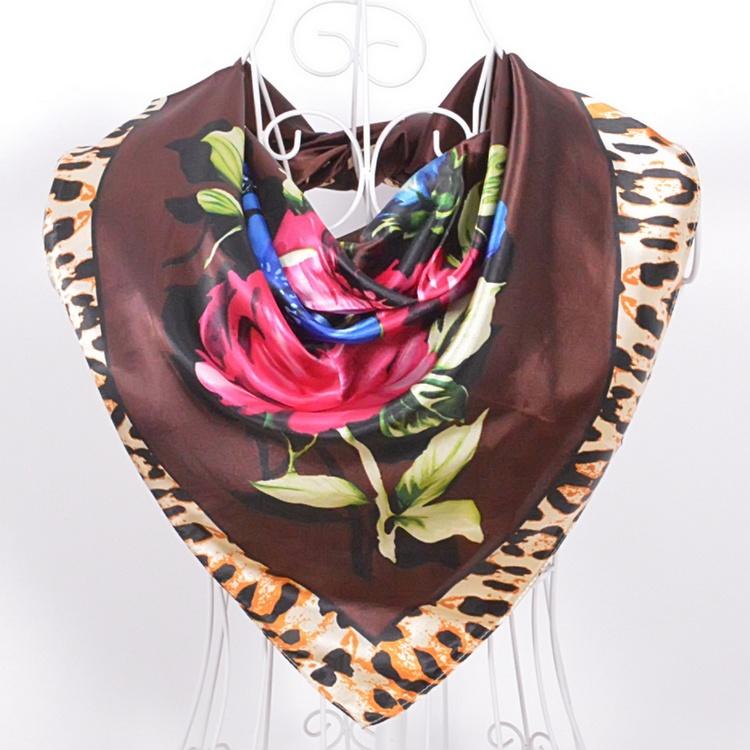 [BYISFA] Ladies Silk Scarf Wraps Europe Style Design Satin Big Square Scarf Printed New Brand Women Blue Silk Scarf  90*90cm