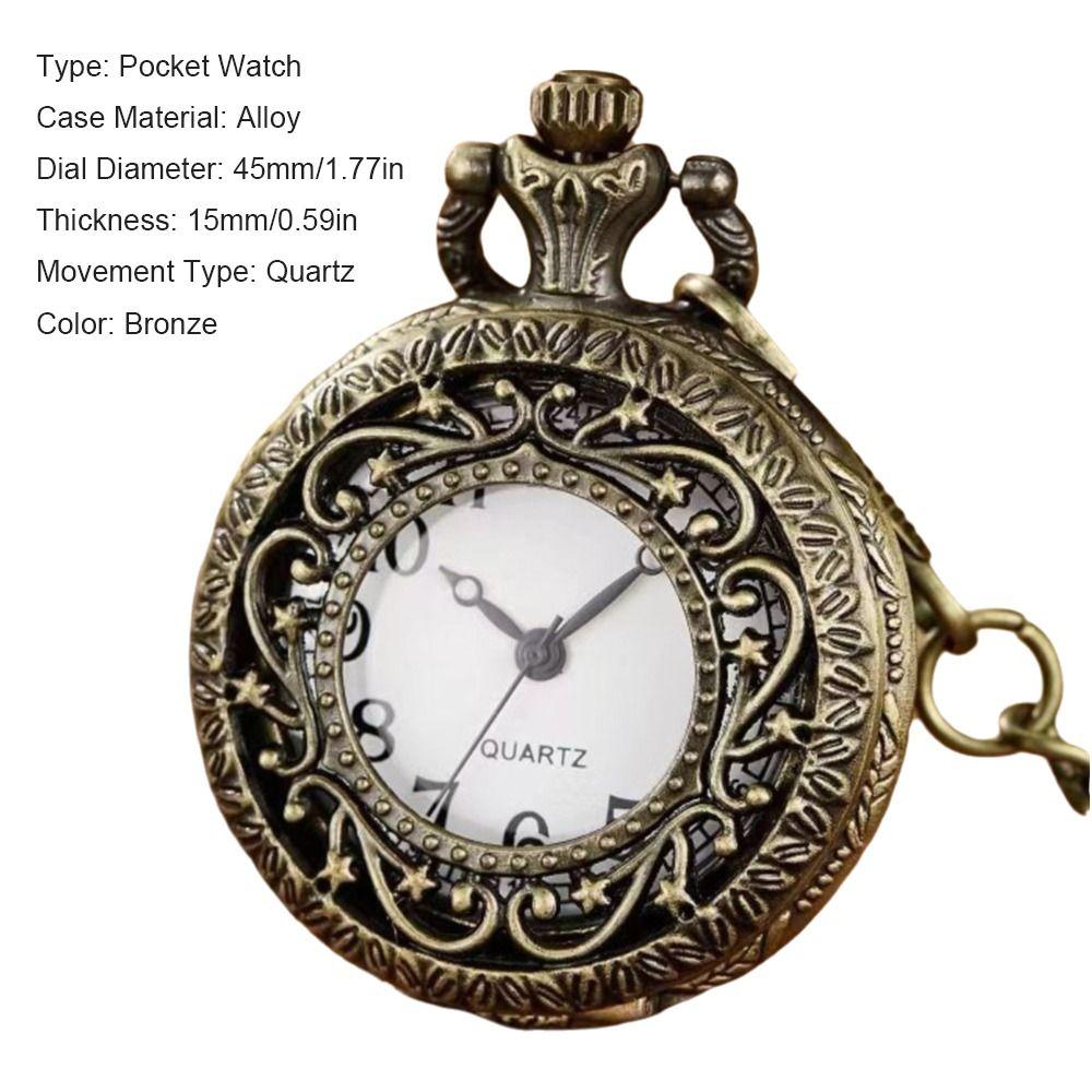 With Chain Necklace Watch Arabic Numerals Dial Pendant Pocket Clock Quartz Pocket Watch Men Women
